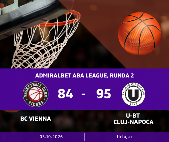 Debut cu dreptul in Liga Adriatica. U-BT se impune la Viena. Vienna-U-BT 84-95